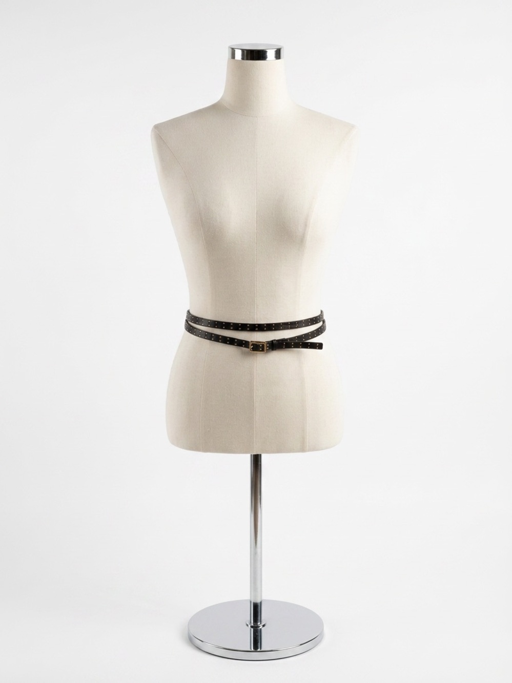 Alice + Olivia Black Double-Wrap Studded Waist Belt circa 2015